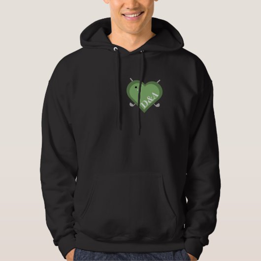 Valentijn's Day Monogrammed Initialen Golfkoppels Hoodie (Voorkant)