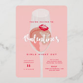 Valentijn's Day Party Waterverf Roze Rosé Folie Uitnodiging (Voorkant)