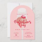 Valentijn's Day Party Waterverf Roze Rosé Kaart (Voorkant)