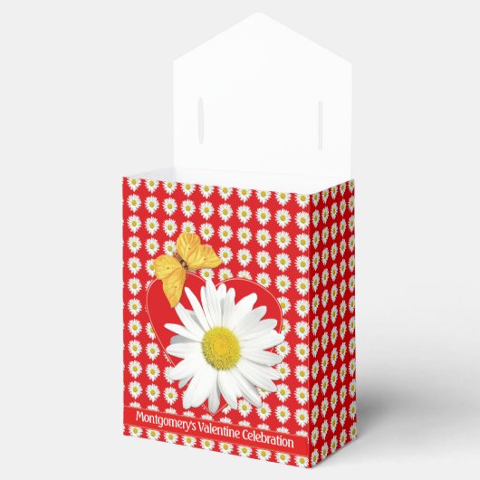 Valentijn's Day Party Wit Daisy Hart Custom Bedankdoosjes (Geopend)