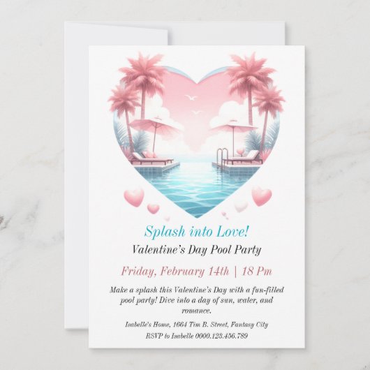  Valentijn's Day Pool Party Kaart (Voorkant)