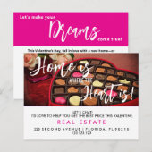 Valentijn's Day Real Estate Marketing liefde Aankondigingskaart (Voorkant / Achterkant)