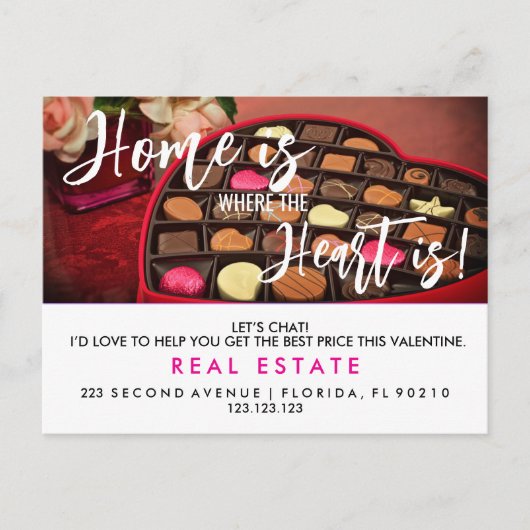 Valentijn's Day Real Estate Marketing liefde Aankondigingskaart (Voorkant)