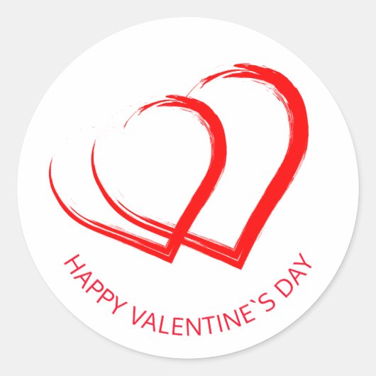 Valentijn's Day Romantische Twee Rode Hart Ronde Sticker (Voorkant)
