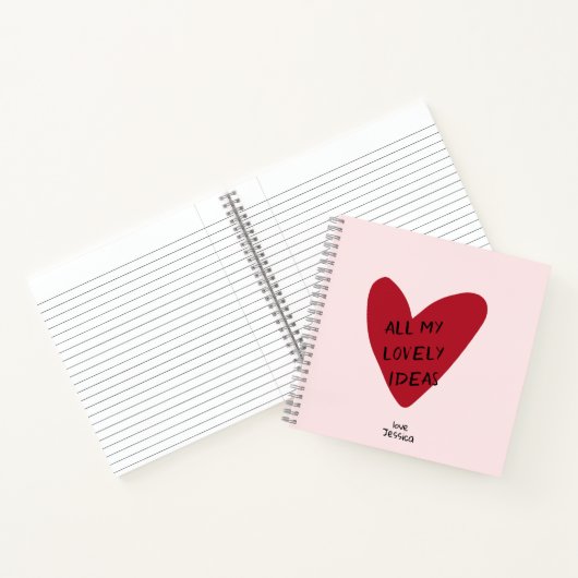 Valentijn's Day rood hart op de roze zak Notitieboek (Binnen)