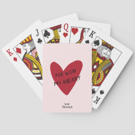 Valentijn's Day rood hart op de roze zak Pokerkaarten