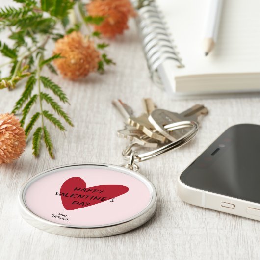 Valentijn's Day rood hart op de roze zak Sleutelhanger (Zijkant)