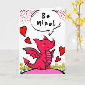 Valentijn's Day Schattige Red Dragon Be Mine Kaart (Gele Bloem)
