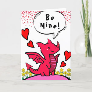 Valentijn's Day Schattige Red Dragon Be Mine Kaart