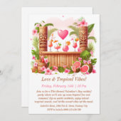 Valentijn's Day Tiki Cocktail Party Uitnodiging (Voorkant / Achterkant)