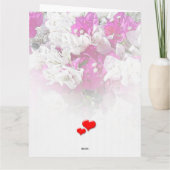 Valentijns Diep Rode Hart op Bloemig Roze Wit Kaart (Achterkant)