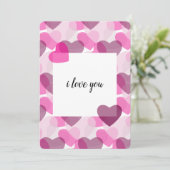 Valentijns doorzichtig hartenroze bleekpatroon feestdagenkaart (Staand voorkant)