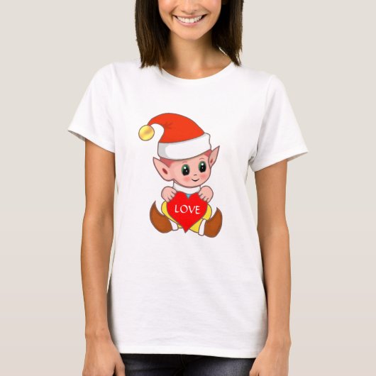 Valentijns elf met hart t-shirt (Voorkant)