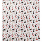 Valentijns  en Honden Rood Wit Douchegordijn (Voorkant)