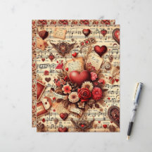  Valentijns Ephemera Scrapbook Papier