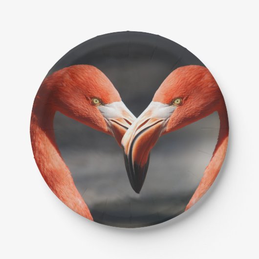 Valentijns Flamingo Papieren Bordje (Voorkant)