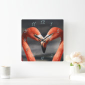 Valentijns Flamingo Vierkante Klok (Huis)