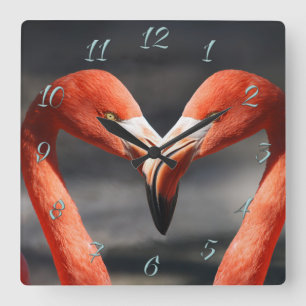 Valentijns Flamingo Vierkante Klok