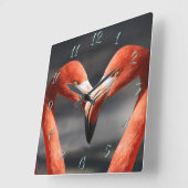 Valentijns Flamingo Vierkante Klok (Hoek)