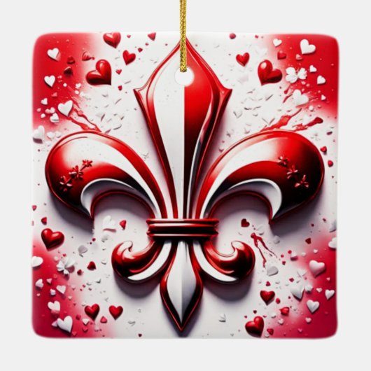 Valentijns Fleur De Lis Keramisch Ornament (Achterkant)