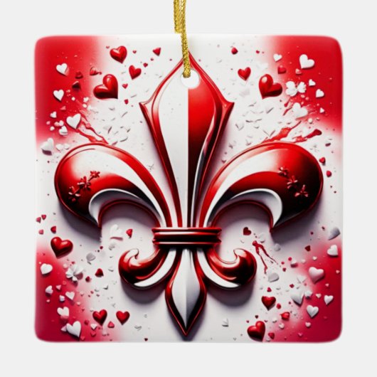 Valentijns Fleur De Lis Keramisch Ornament (Voorkant)