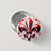 Valentijns Fleur De Lis Ronde Button 3,2 Cm (Voorkant /achterkant)