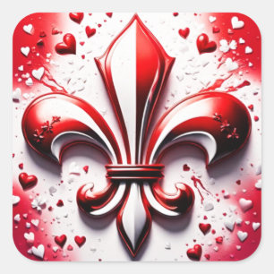 Valentijns Fleur De Lis Vierkante Sticker