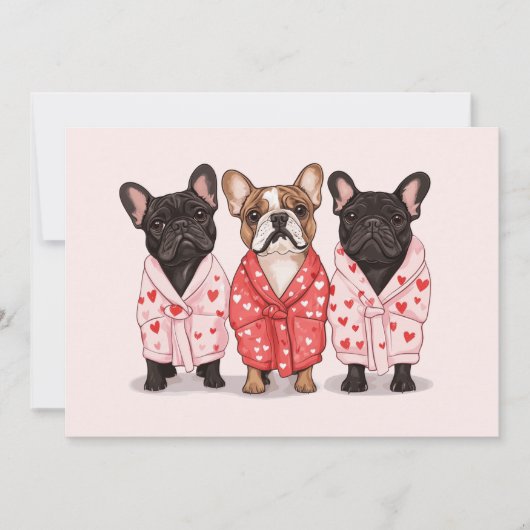 Valentijns Franse Bulldog Feestdagenkaart (Voorkant)