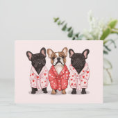 Valentijns Franse Bulldog Feestdagenkaart (Staand voorkant)
