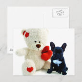 Valentijns Franse Bulldog puppy briefkaart (Voorkant / Achterkant)