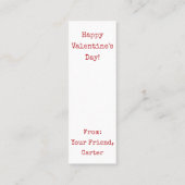 Valentijns Funny Pizza Mini Bladwijzer Mini Visitekaartje (Achterkant)