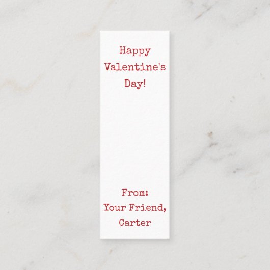 Valentijns Funny Pizza Mini Bladwijzer Mini Visitekaartje (Achterkant)