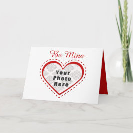Valentijns gestikte hart foto / Jouw tekst Feestdagen Kaart