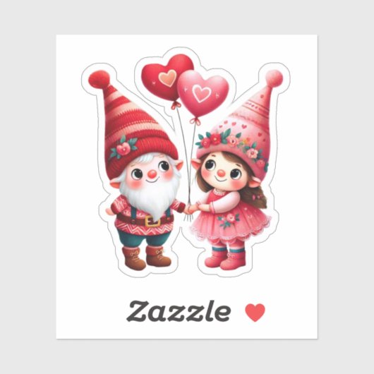 Valentijns Gnomes Paar Sticker (Vel)
