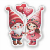 Valentijns Gnomes Paar Sticker (Voorkant)