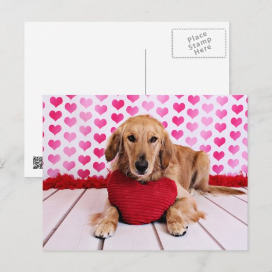 Valentijns - Golden retriever - JJ Feestdagenkaart (Voorkant / Achterkant)
