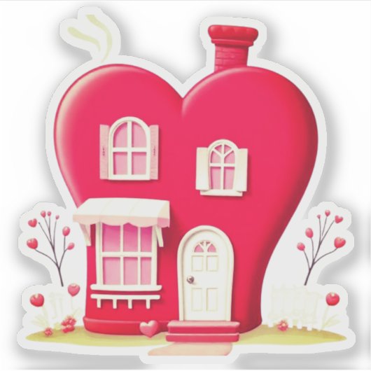 VALENTIJNS HART HUIS STICKER (Voorkant)