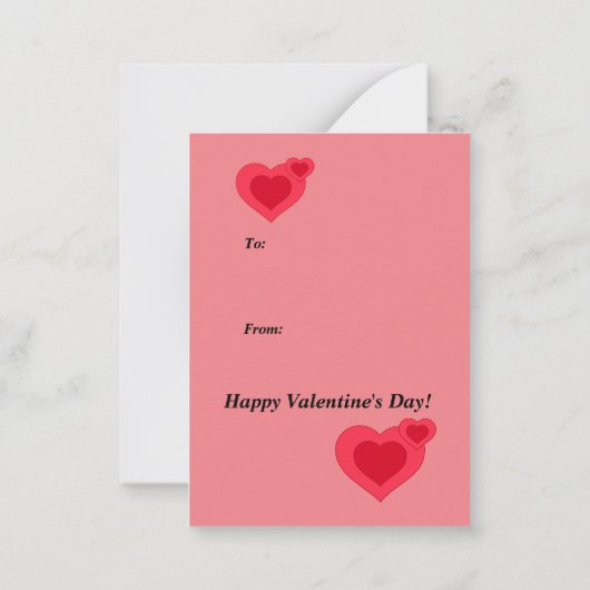 Valentijns hart krans en meisje klaslokaal Notitiekaartje (Achterkant)