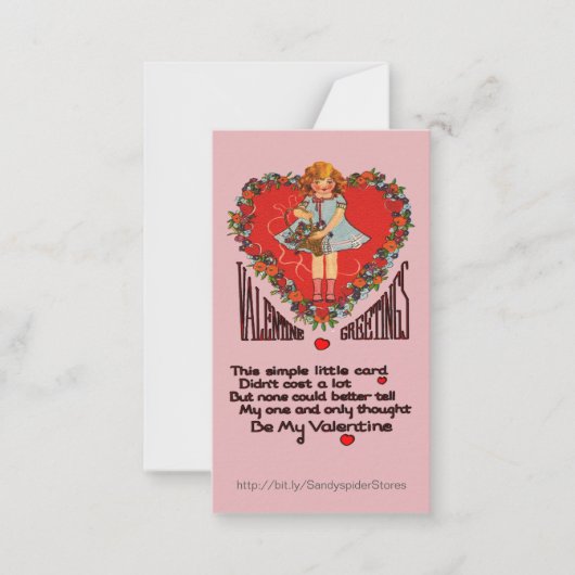  Valentijns  hart krans & meisje vert Kaarten Notitiekaartje (Voorkant)