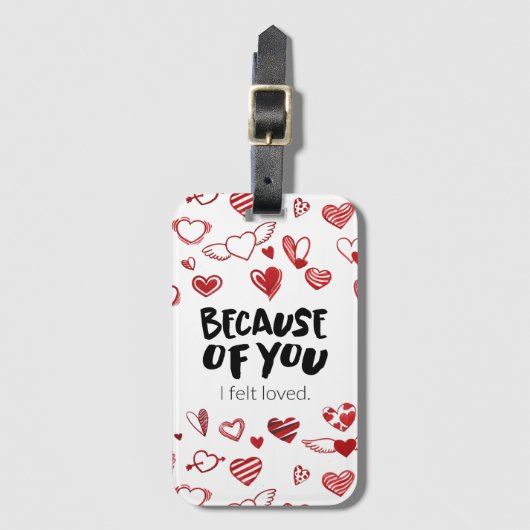 Valentijns hart Omdat ik geliefd was Bagagelabel (Voorkant (verticaal))