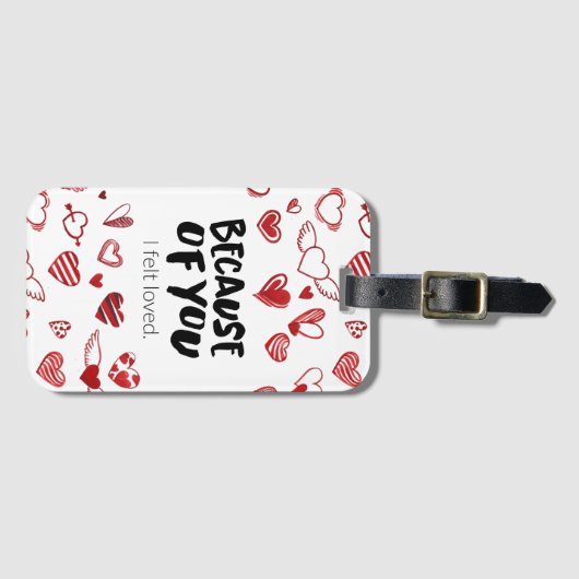 Valentijns hart Omdat ik geliefd was Bagagelabel (Voorkant (horizontaal))