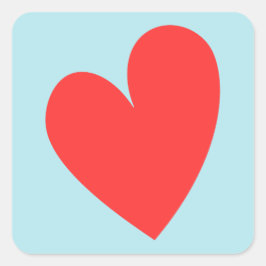 Valentijns Hart Rood en Blauw Vierkante Sticker