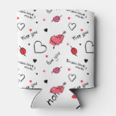 Valentijns harten pijl naadloos blikjeskoeler (Achterkant)