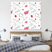 Valentijns harten pijl naadloos canvas afdruk (Insitu (Slaapkamer))