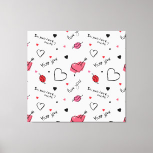Valentijns harten pijl naadloos canvas afdruk