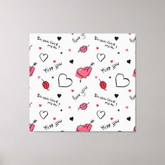 Valentijns harten pijl naadloos canvas afdruk (Voorkant)