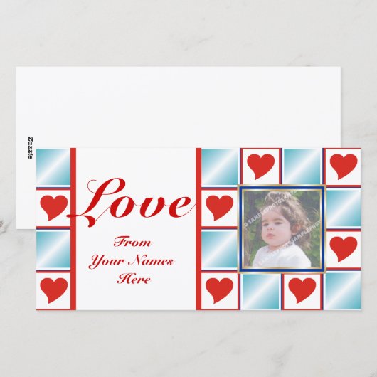 Valentijn's Heart Pattern Fotokaarten Feestdagenkaart (Voorkant / Achterkant)
