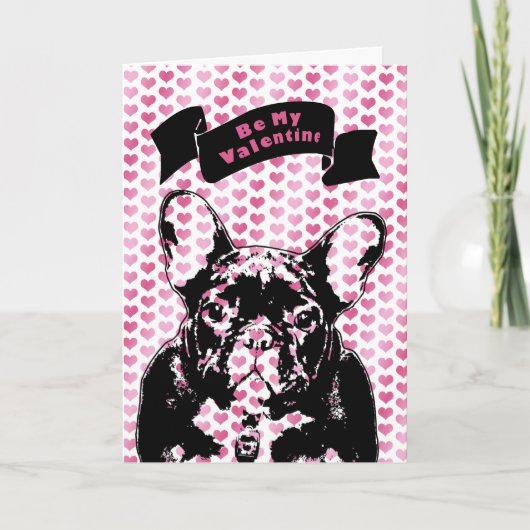 Valentijns - het Franse Silhouet van de Buldog Feestdagen Kaart (Voorkant)