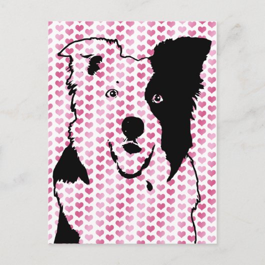 Valentijns - het Silhouet van Border collie Feestdagenkaart (Voorkant)