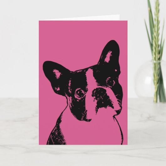 Valentijns - het Silhouet van Boston Terrier Feestdagen Kaart (Voorkant)